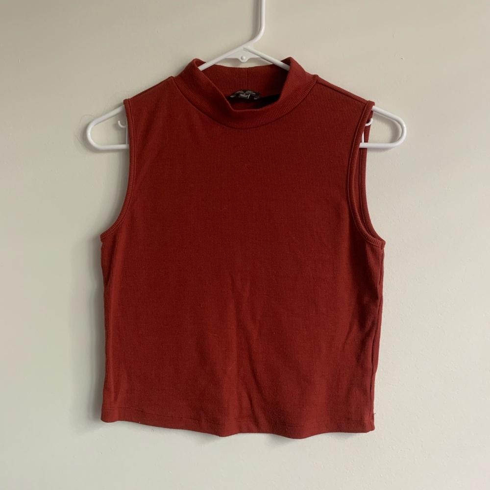 Orange Mock Neck Tank Top